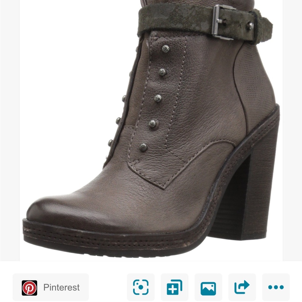 Dolce Vita Gray Heeled Boots with Buckle Detail
